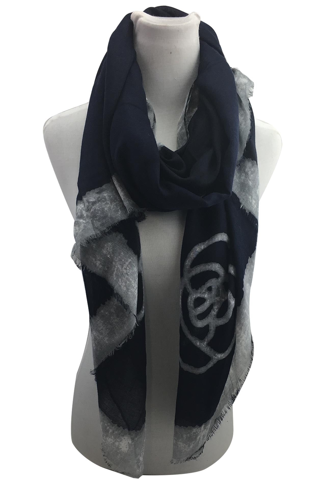 AB17110-143 viscose Floral Line Art Print scarf