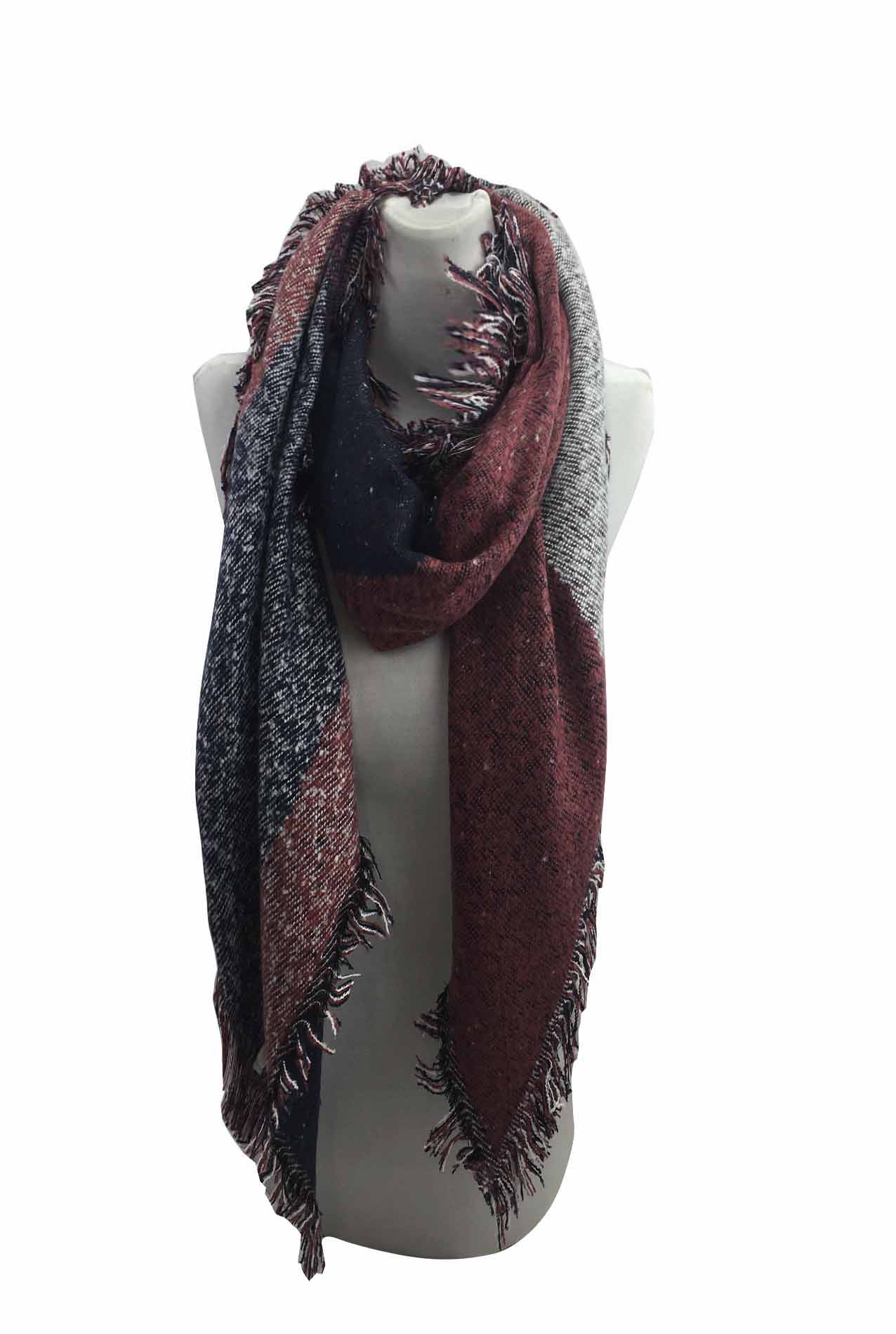 AB1713-118 Viscose Frayed Edge Winter Scarf