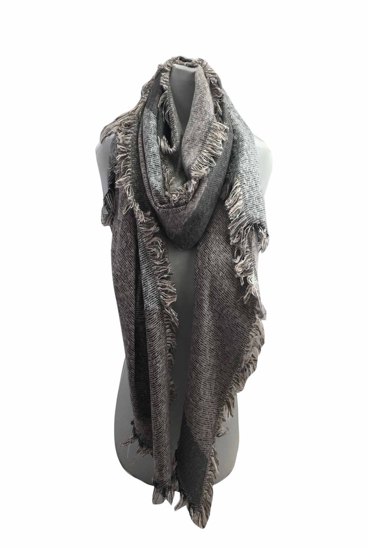 AB1713-118 Viscose Frayed Edge Winter Scarf