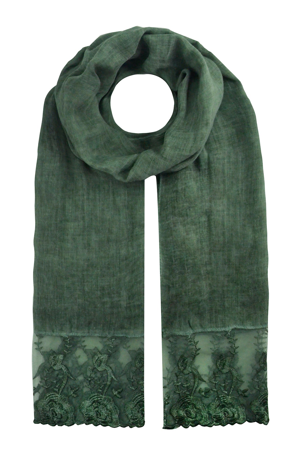 AB17130-30 Plain Colour Scarf with Detailed Border