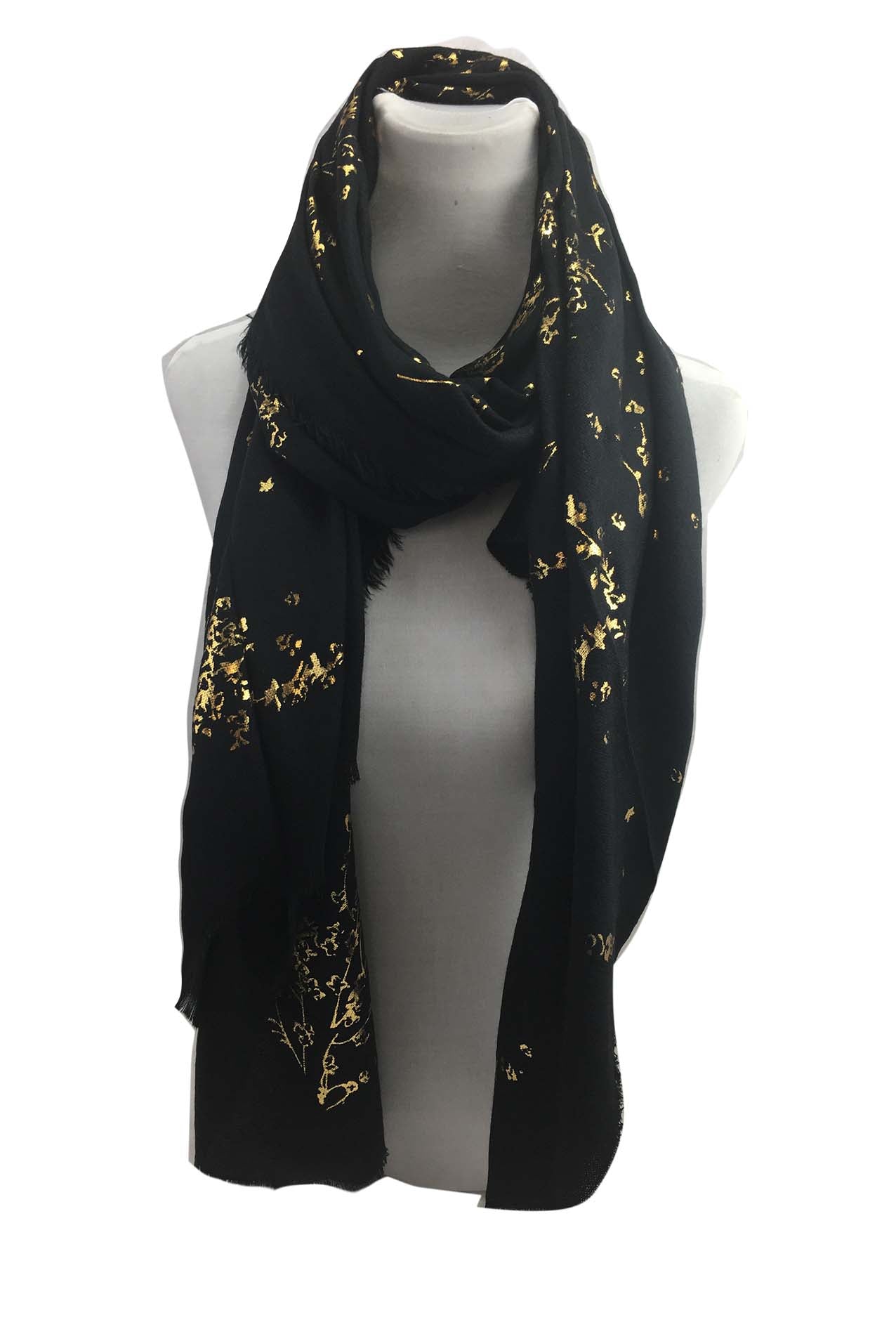 AB17158-140 Shiny Floral Print Acrylic Scarf