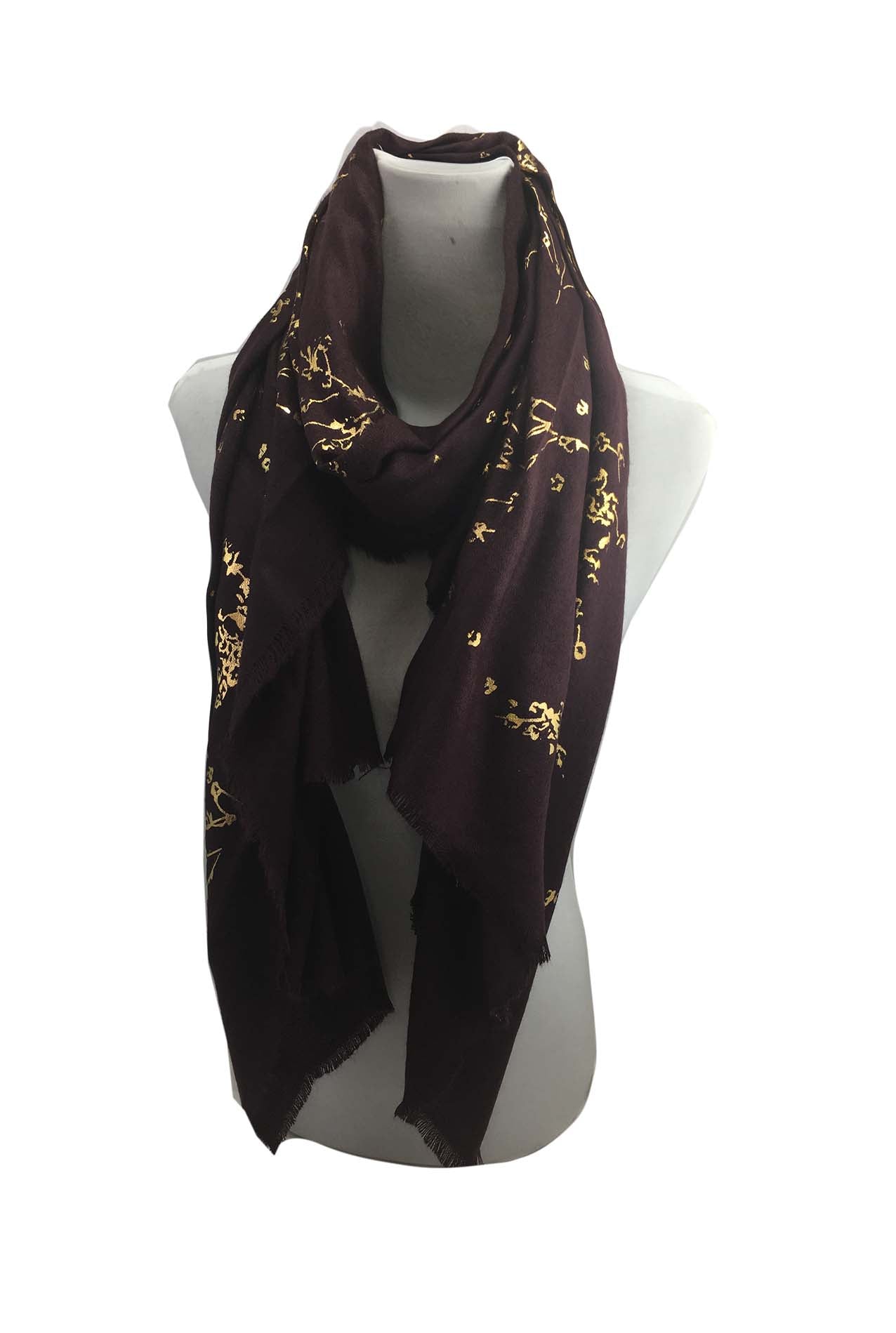 AB17158-140 Shiny Floral Print Acrylic Scarf