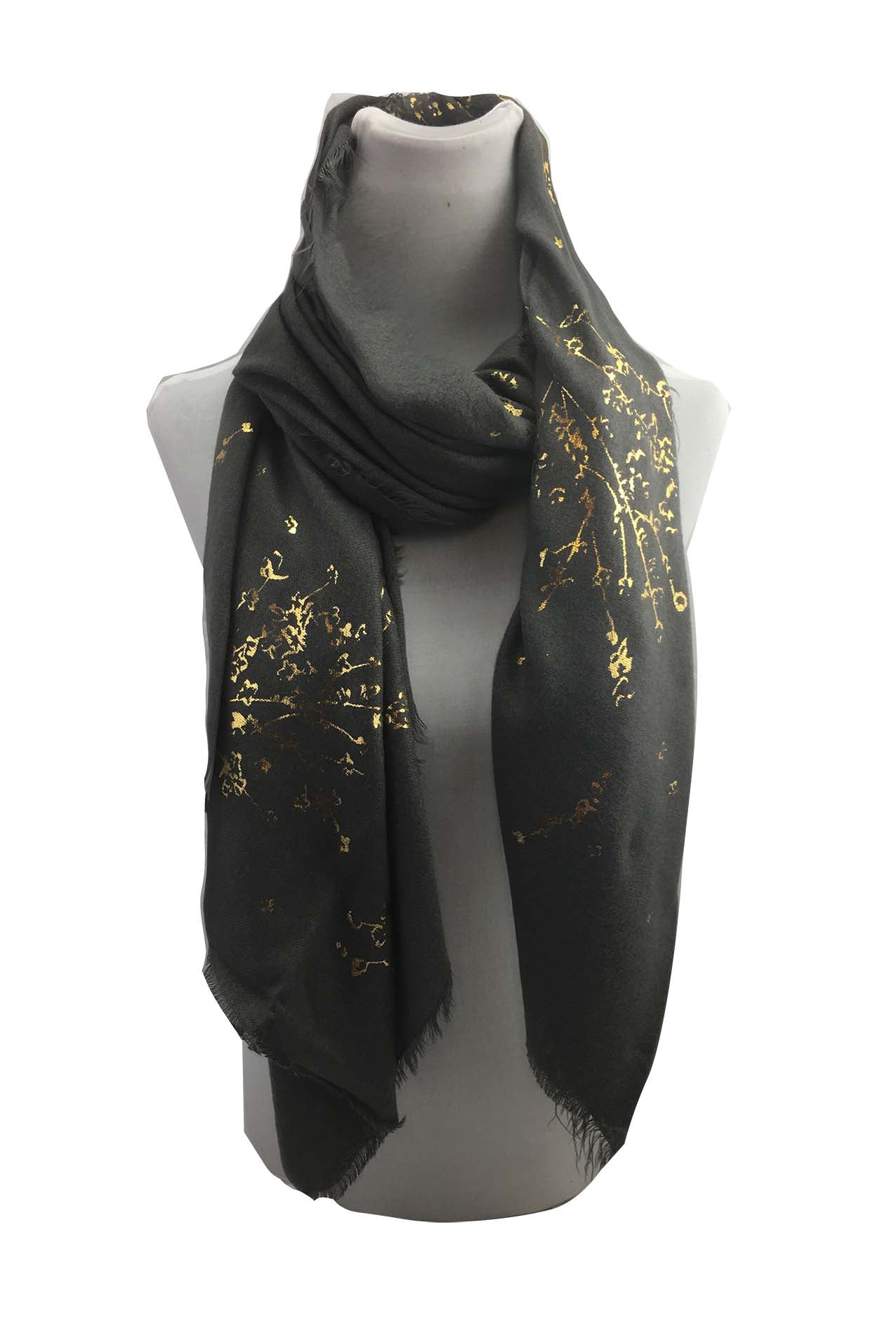 AB17158-140 Shiny Floral Print Acrylic Scarf