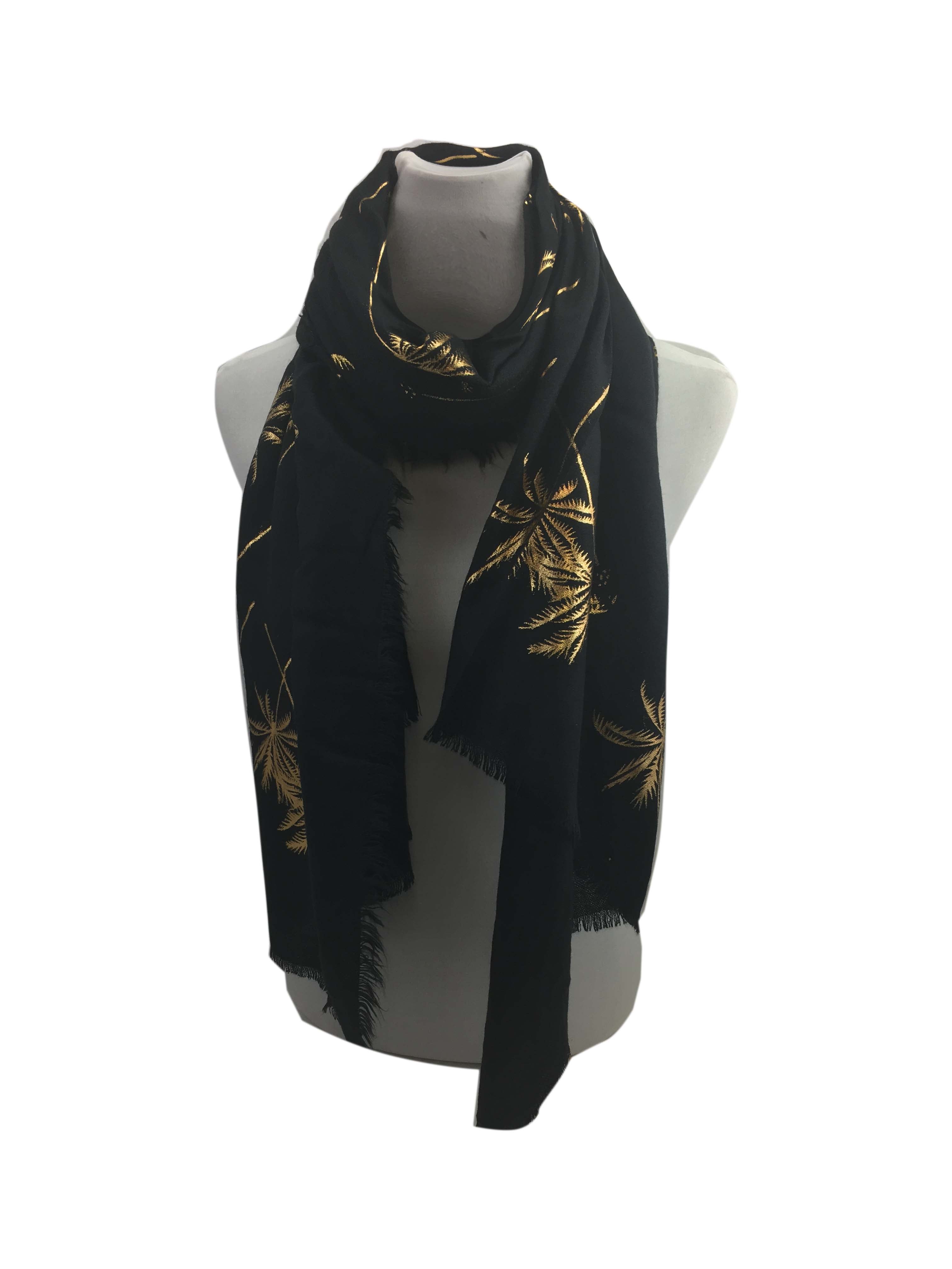 AB17158-141 Shiny Palm Tree Print Acrylic Scarf