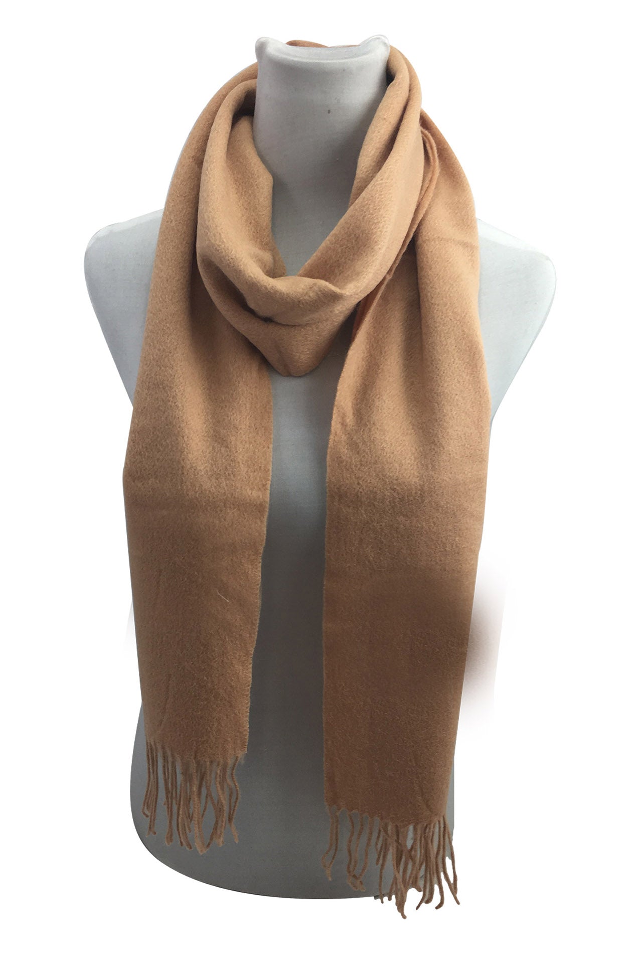 AB17190-125 Simple Plain Colour Winter Scarf with Tassels