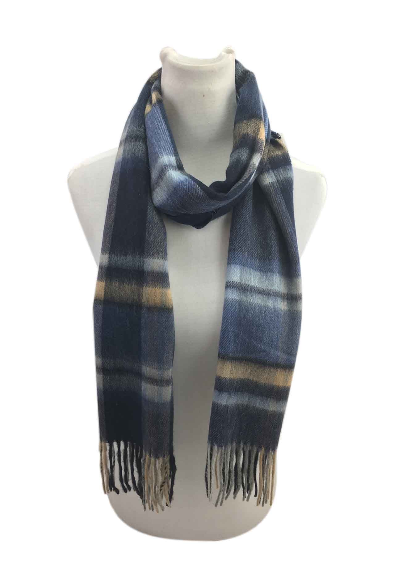 AB17300-127 Wool Scarf with Checker Print and Tassels