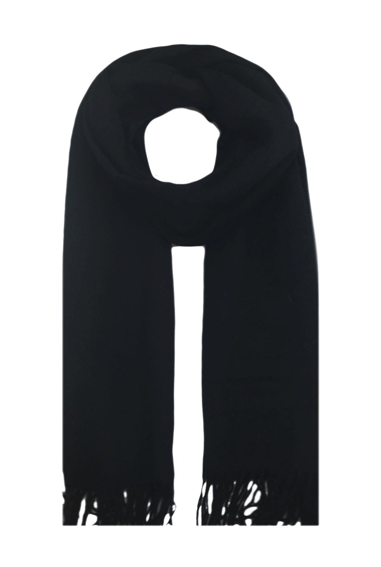 AB17420-126 Simple Plain Wool Scarf with Tassels