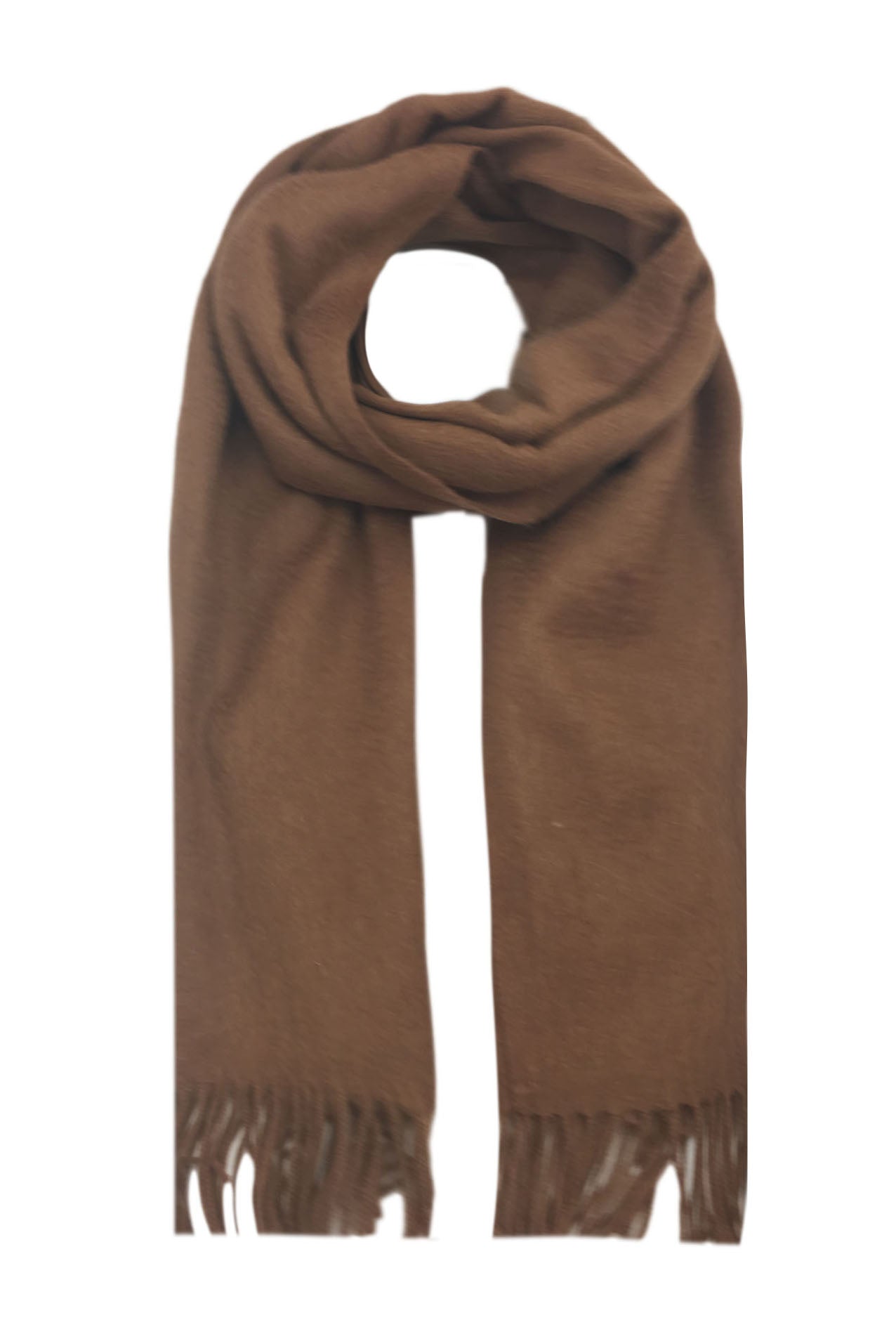 AB17420-126 Simple Plain Wool Scarf with Tassels