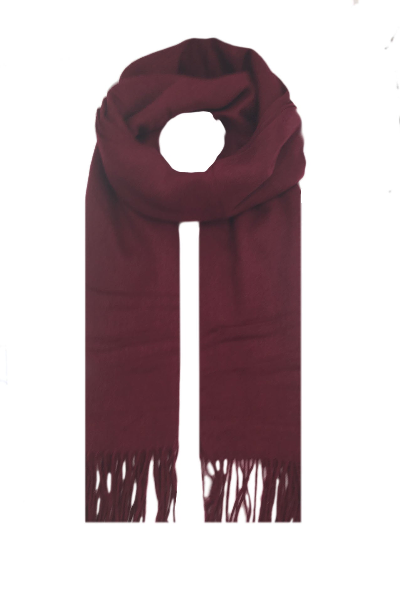 AB17420-126 Simple Plain Wool Scarf with Tassels