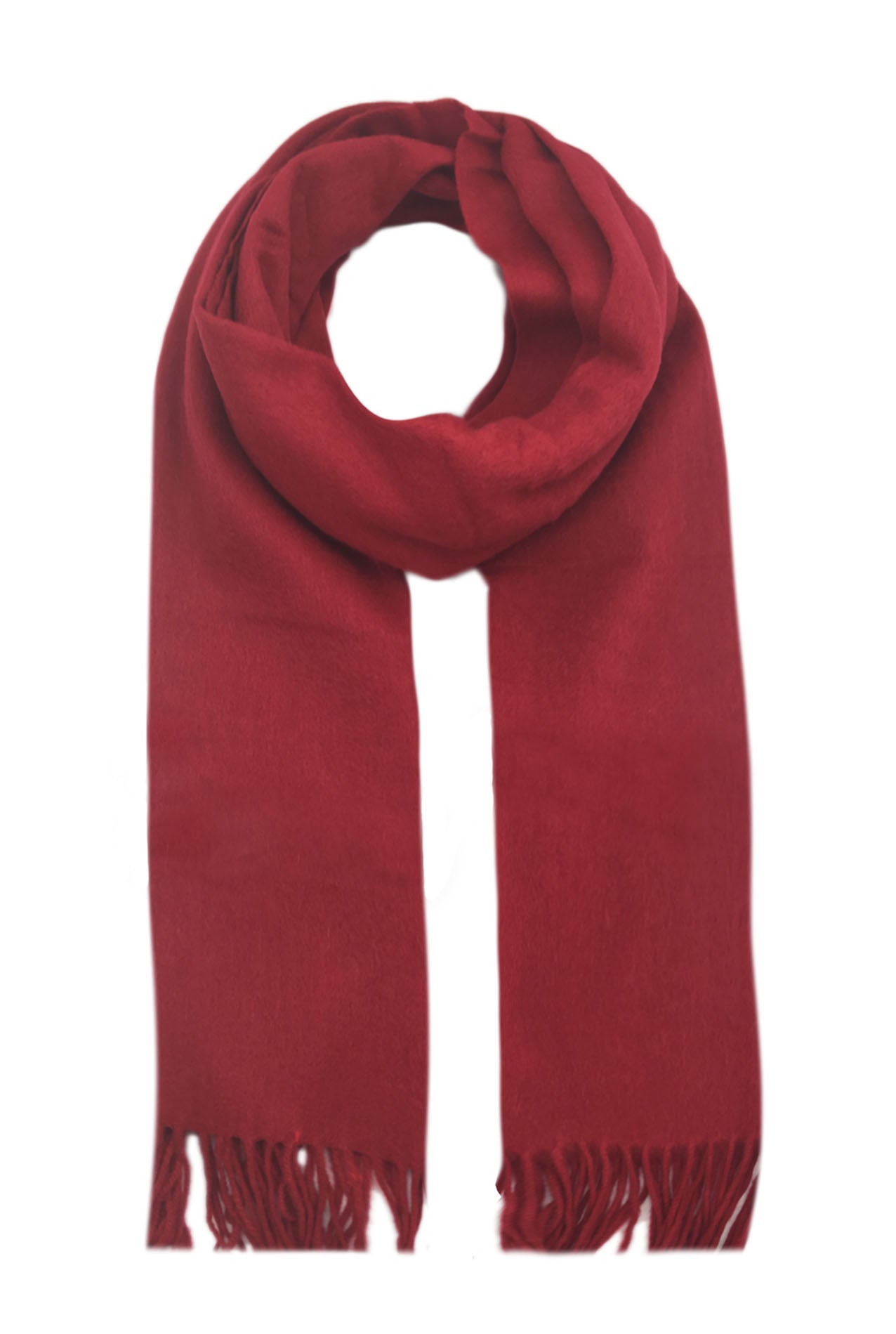 AB17420-126 Simple Plain Wool Scarf with Tassels