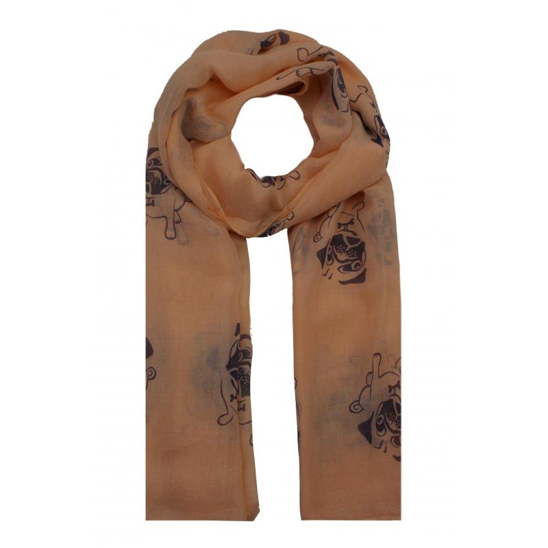 AB1750-77 Pug Dog Print Scarf