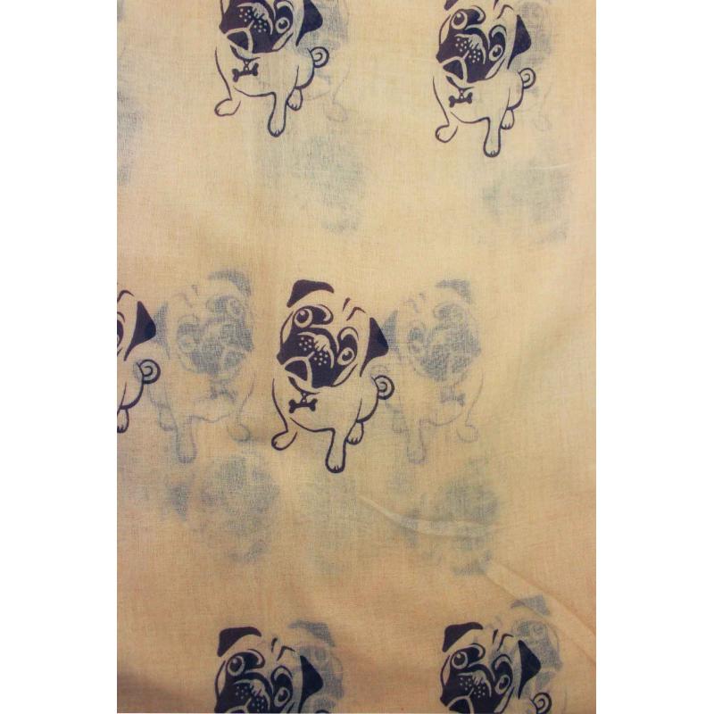 AB1750-77 Pug Dog Print Scarf