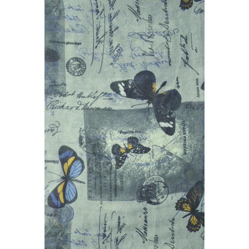 AB1770-21 Butterfly Design Scarf with Frayed Edge