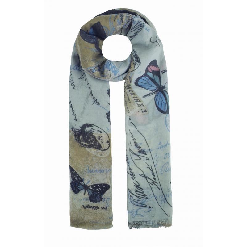 AB1770-21 Butterfly Design Scarf with Frayed Edge