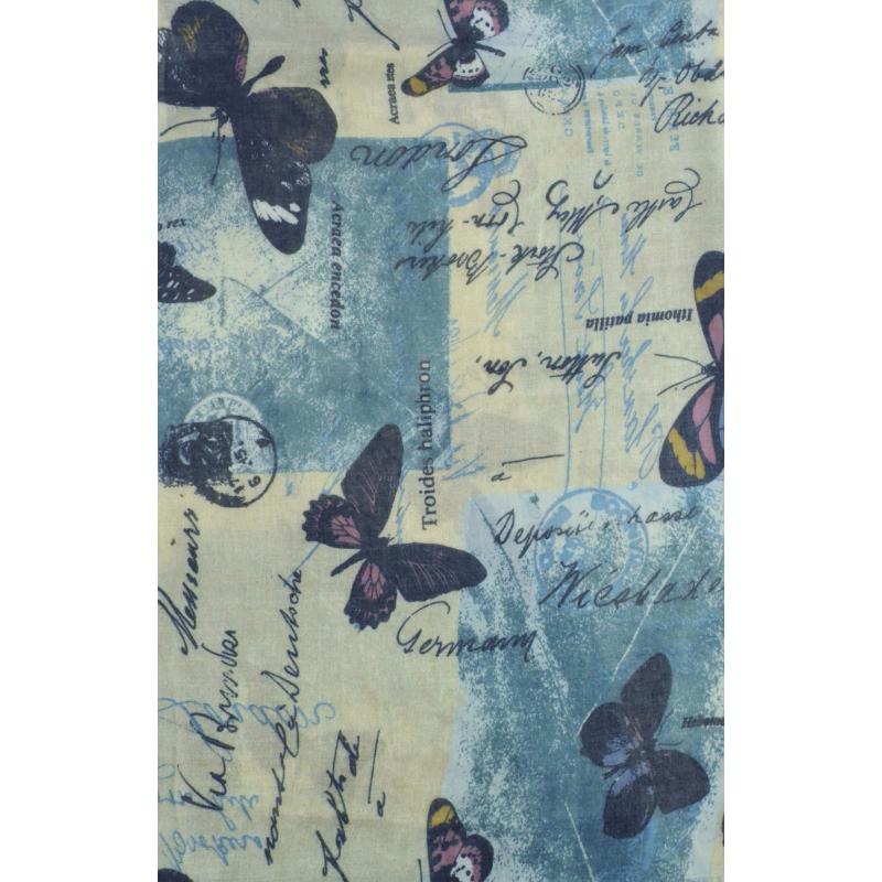 AB1770-21 Butterfly Design Scarf with Frayed Edge