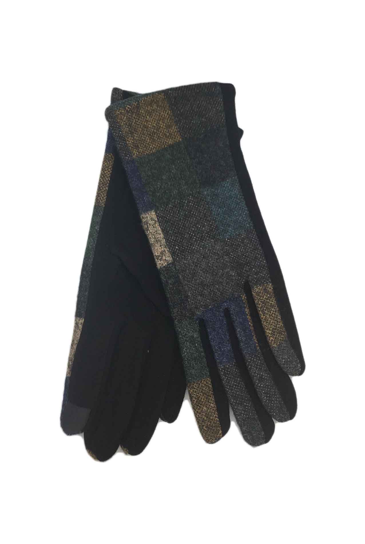 AB1775-203 Tartan Checked Pattern Cotton Blend Gloves