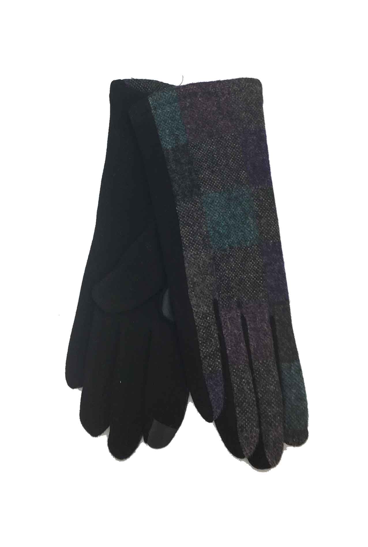 AB1775-203 Tartan Checked Pattern Cotton Blend Gloves