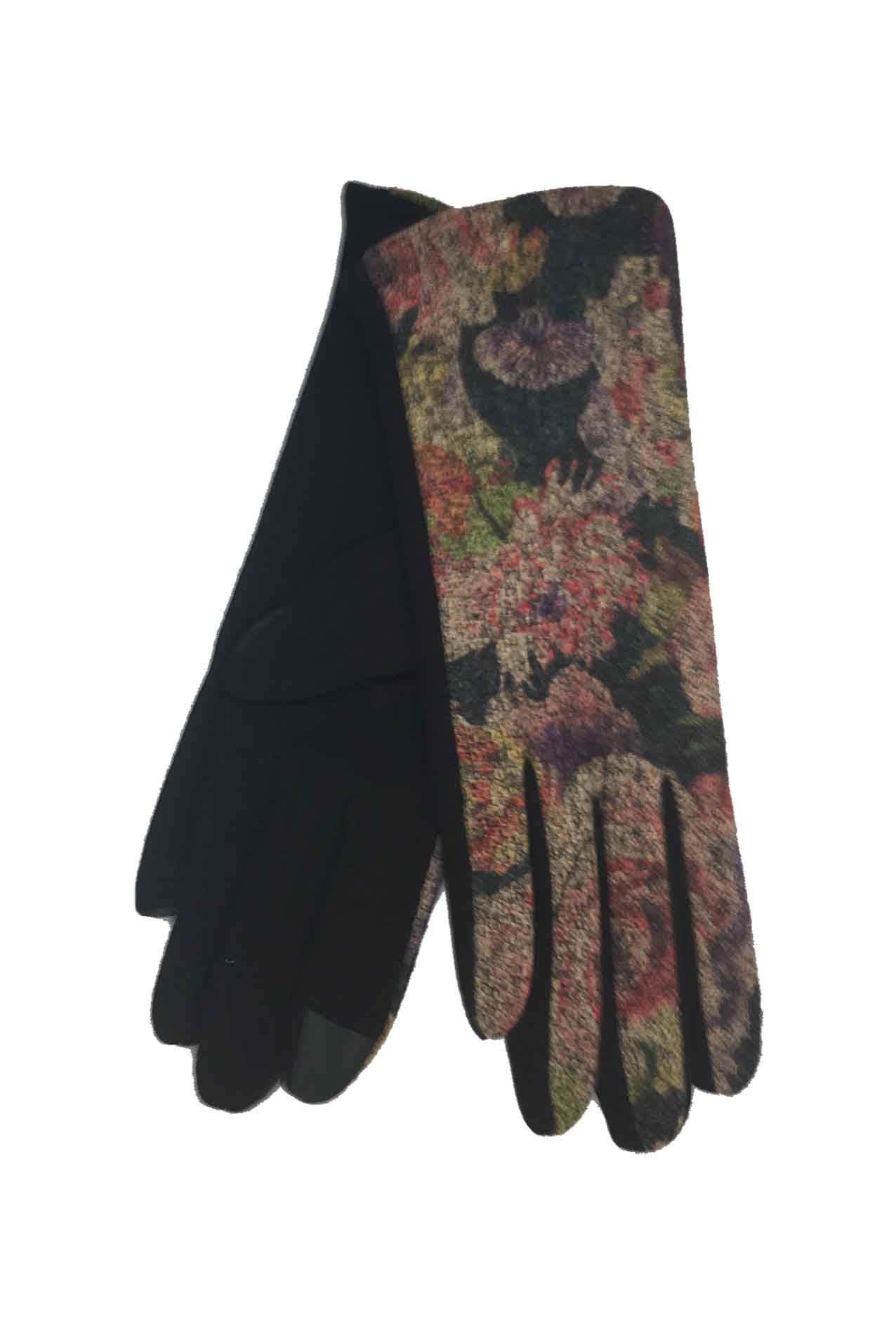 AB1775-204 Floral Pattern Cotton Mix Gloves