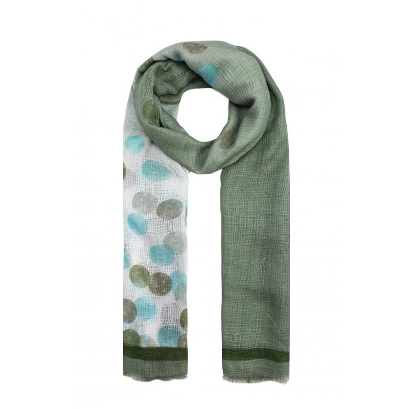 AB1780-11 Watercolour Polka-Dots Print Scarf with Border