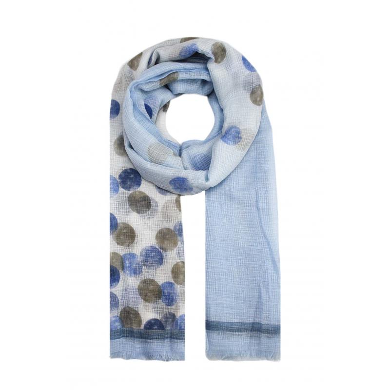 AB1780-11 Watercolour Polka-Dots Print Scarf with Border