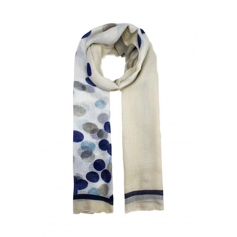 AB1780-11 Watercolour Polka-Dots Print Scarf with Border