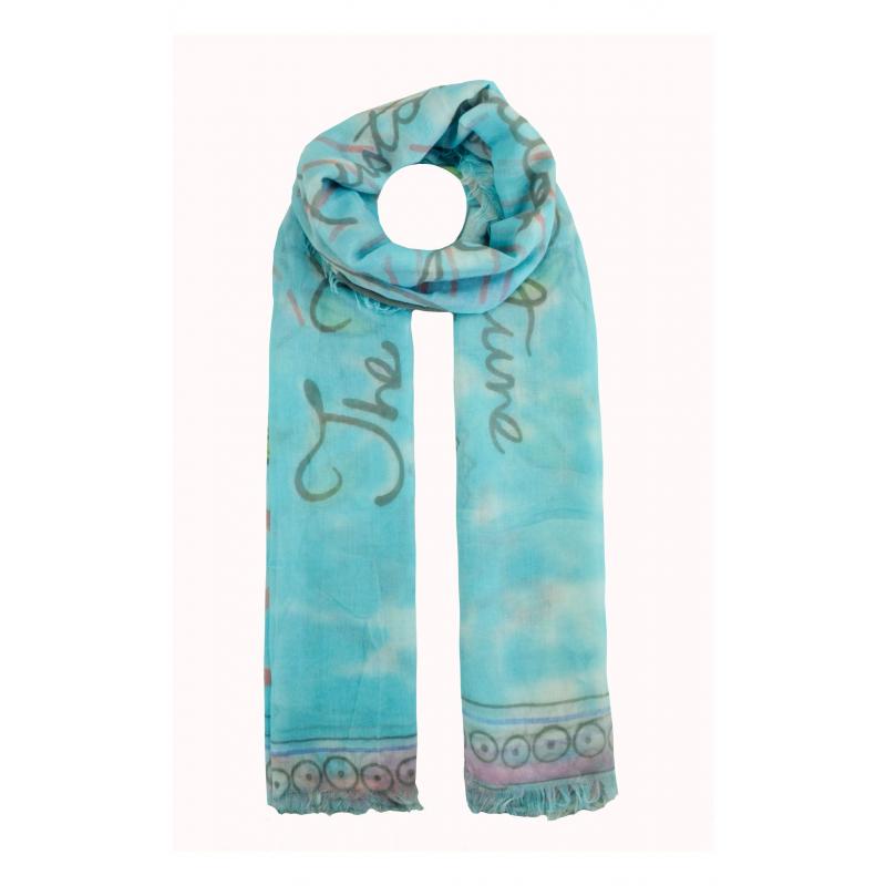 AB1785-33 Polyester Scarf with Frayed Edge and Floral Pattern