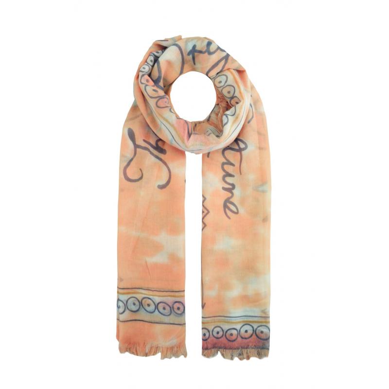 AB1785-33 Polyester Scarf with Frayed Edge and Floral Pattern