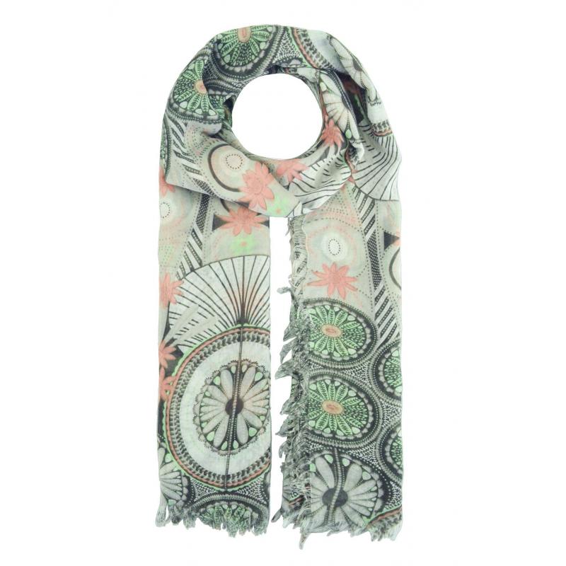 AB1785-34 Frayed Edge Viscose Scarf with Floral Pattern