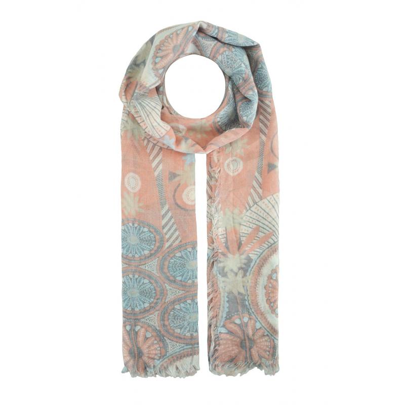 AB1785-34 Frayed Edge Viscose Scarf with Floral Pattern