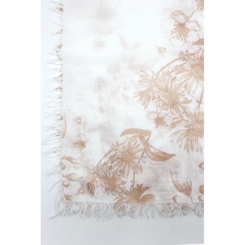 AB1790-14 Cotton Blend Floral Scarf with Frayed Edges