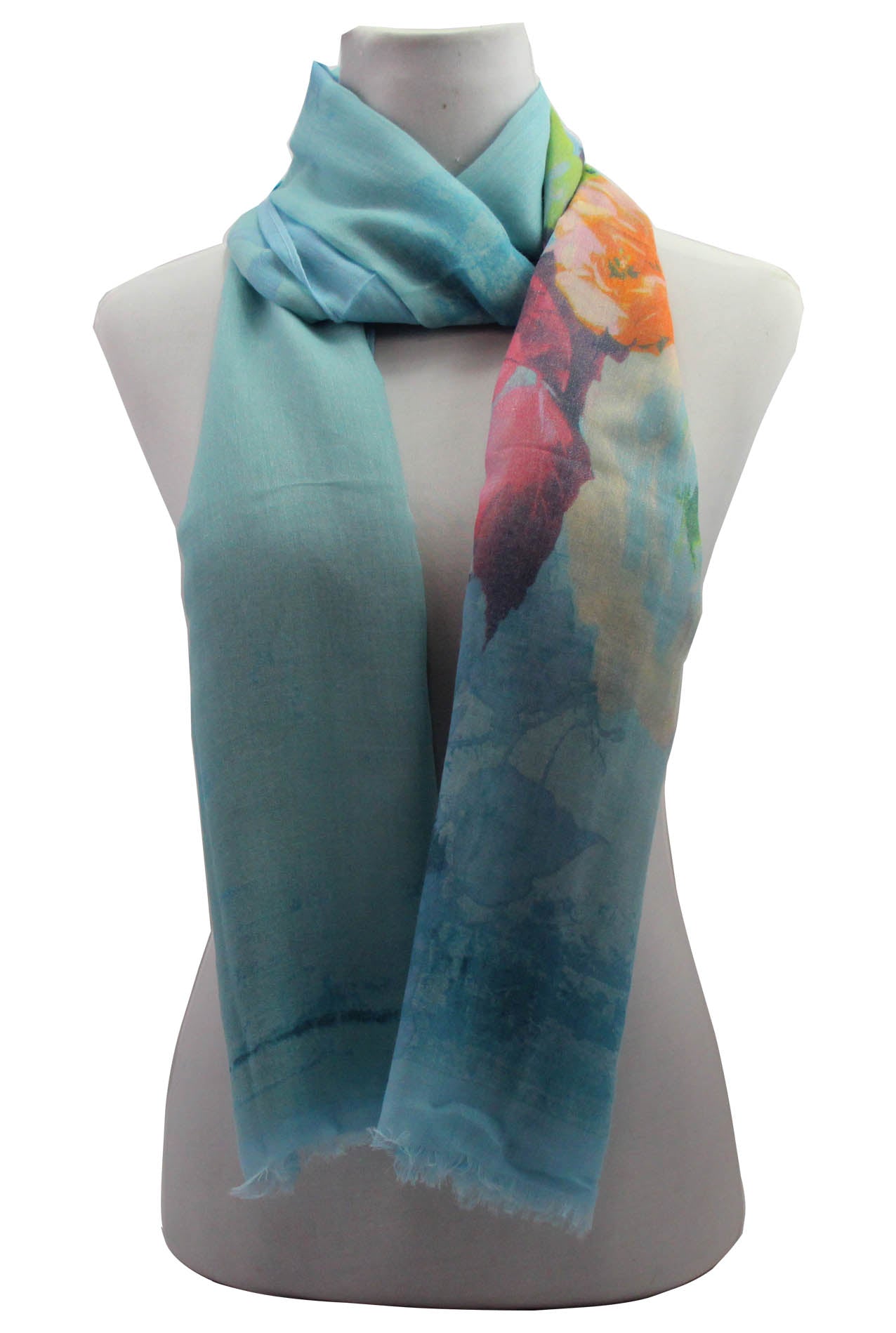 AB18100-18 Multicolour Floral Pattern Cotton Blend Scarf