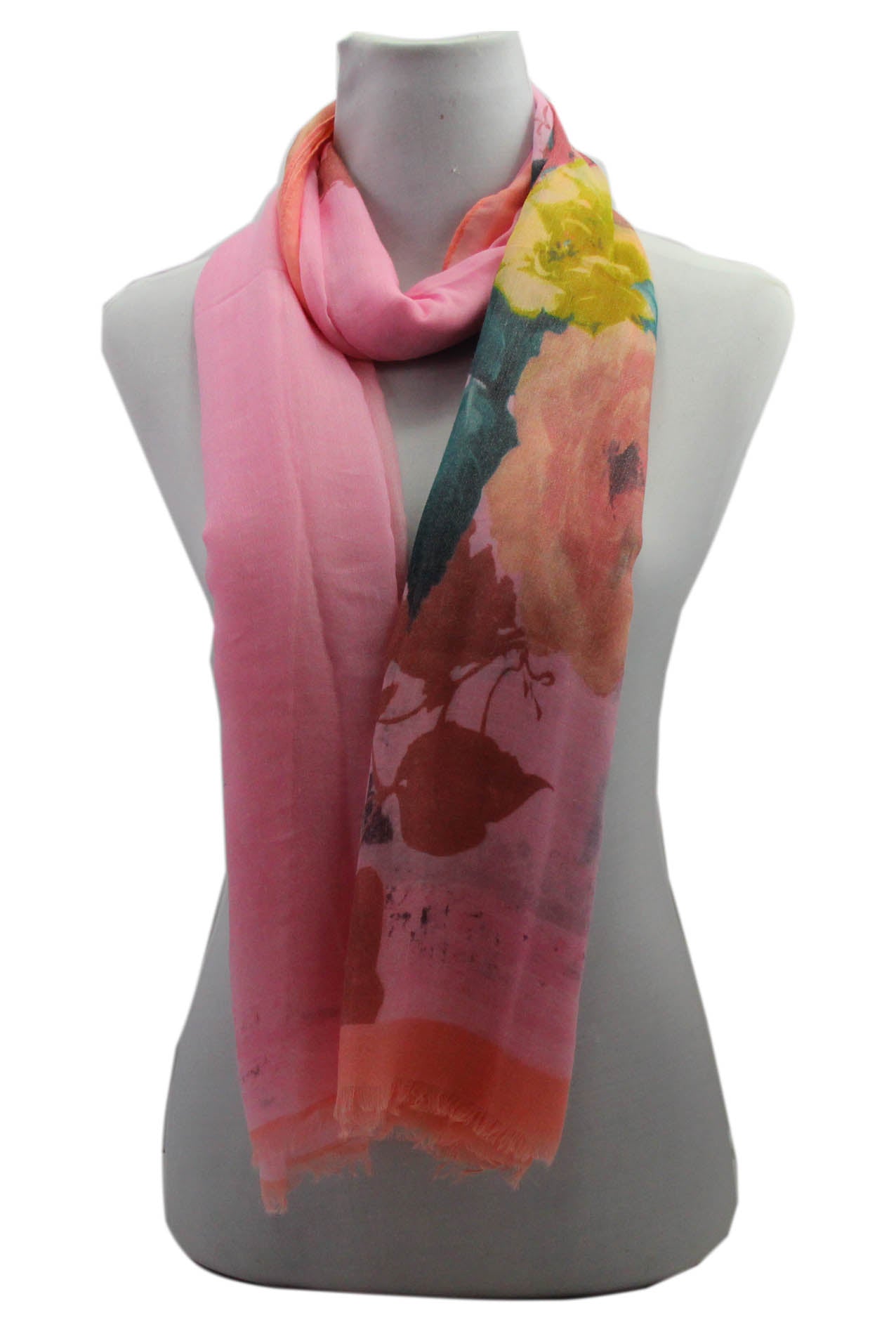 AB18100-18 Multicolour Floral Pattern Cotton Blend Scarf