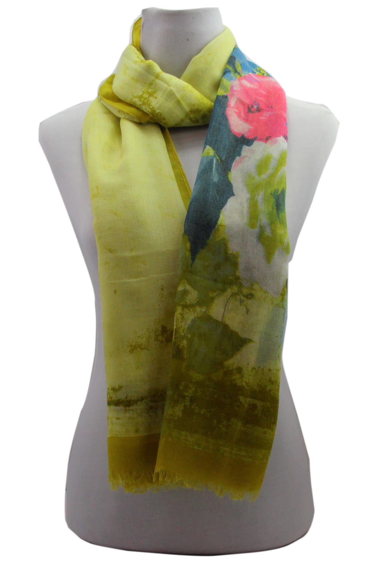 AB18100-18 Multicolour Floral Pattern Cotton Blend Scarf