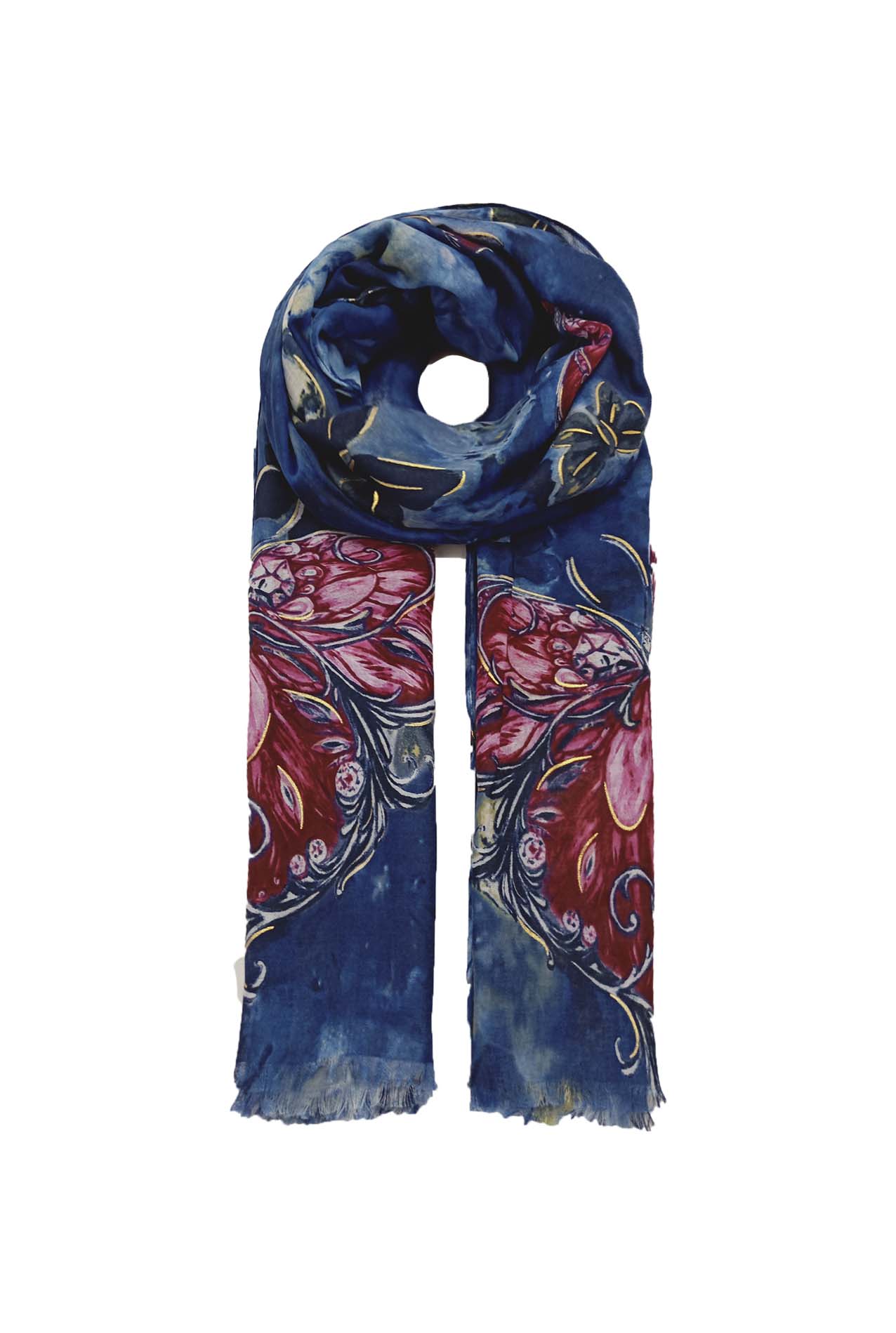 AB18108-437 Cotton Blend Scarf with Butterfly Print