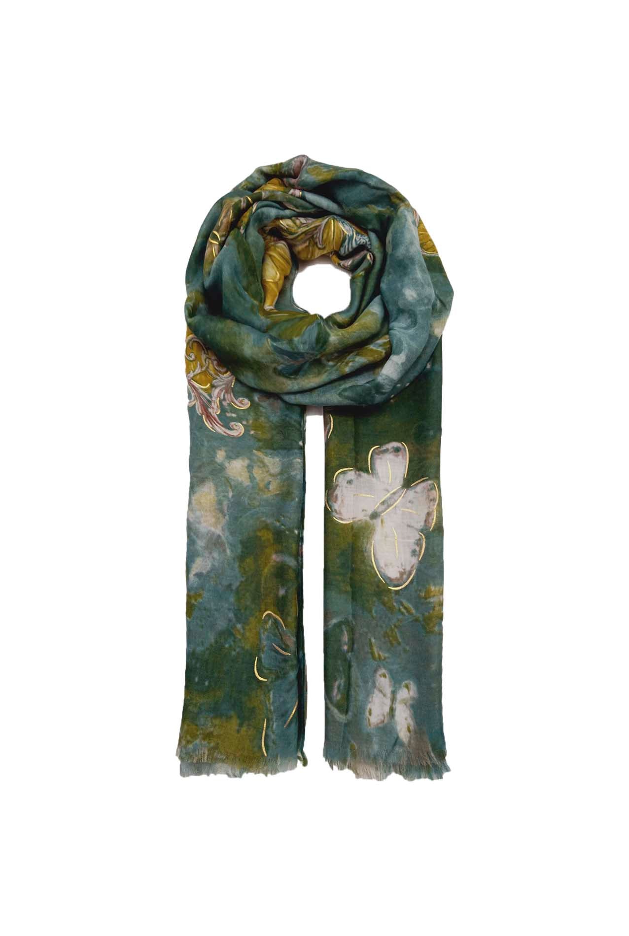 AB18108-437 Cotton Blend Scarf with Butterfly Print