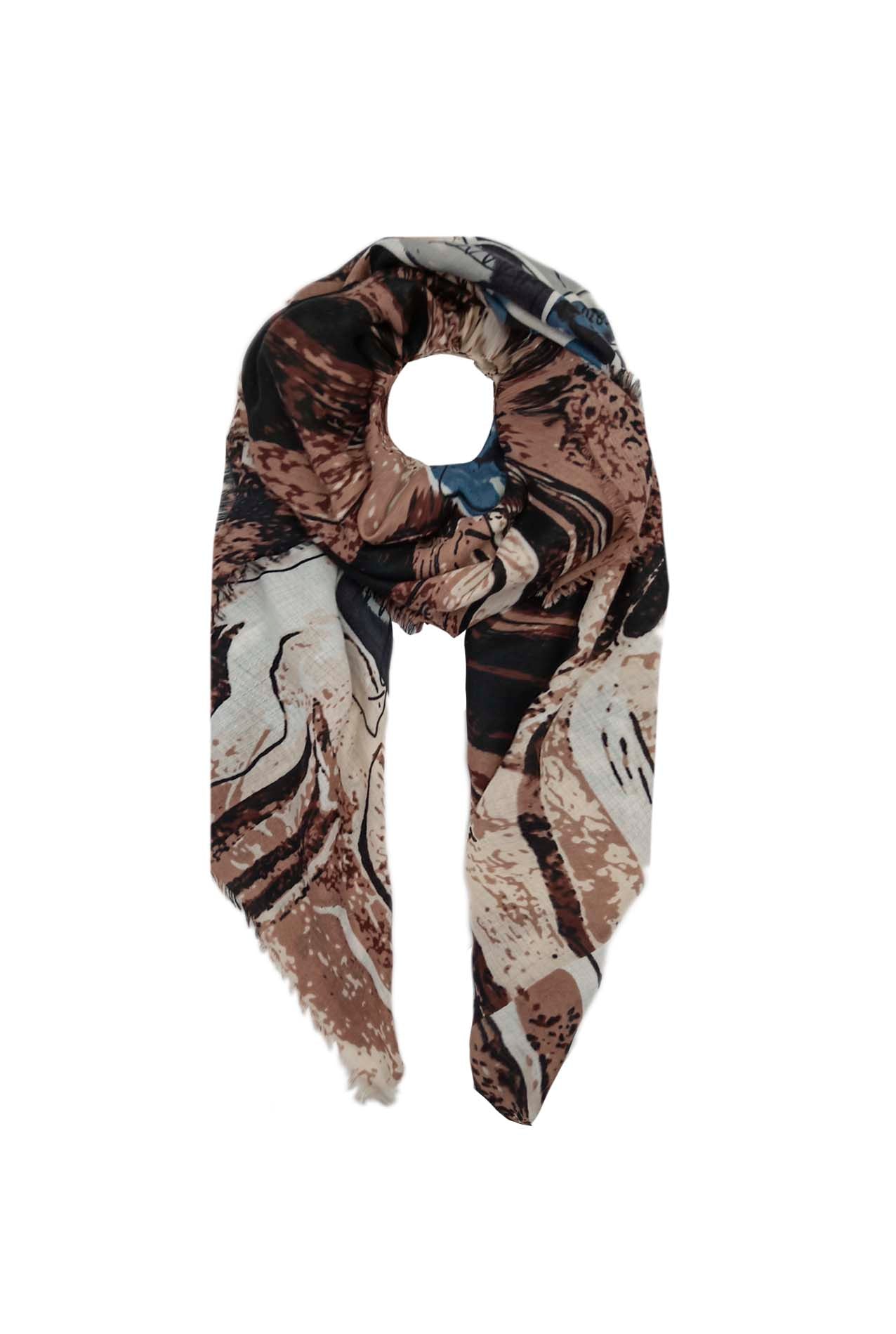 AB18115-491 Floral Print Cotton Mix Scarf