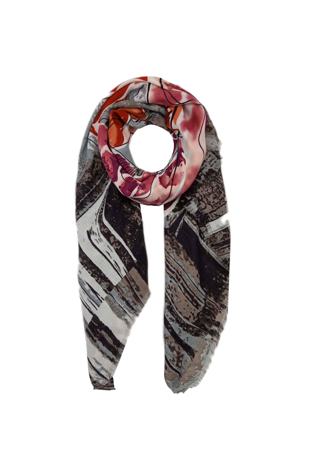 AB18115-491 Floral Print Cotton Mix Scarf