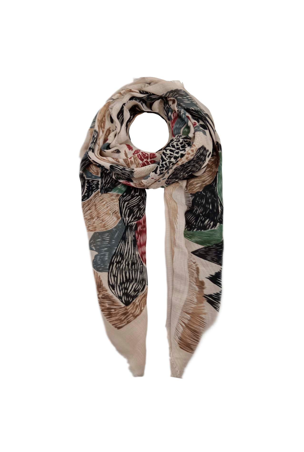 AB18115-496 Floral Print Cotton Blend Scarf