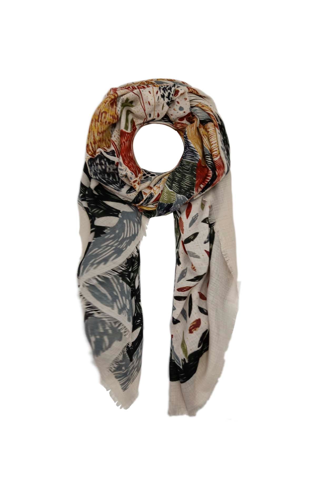 AB18115-496 Floral Print Cotton Blend Scarf