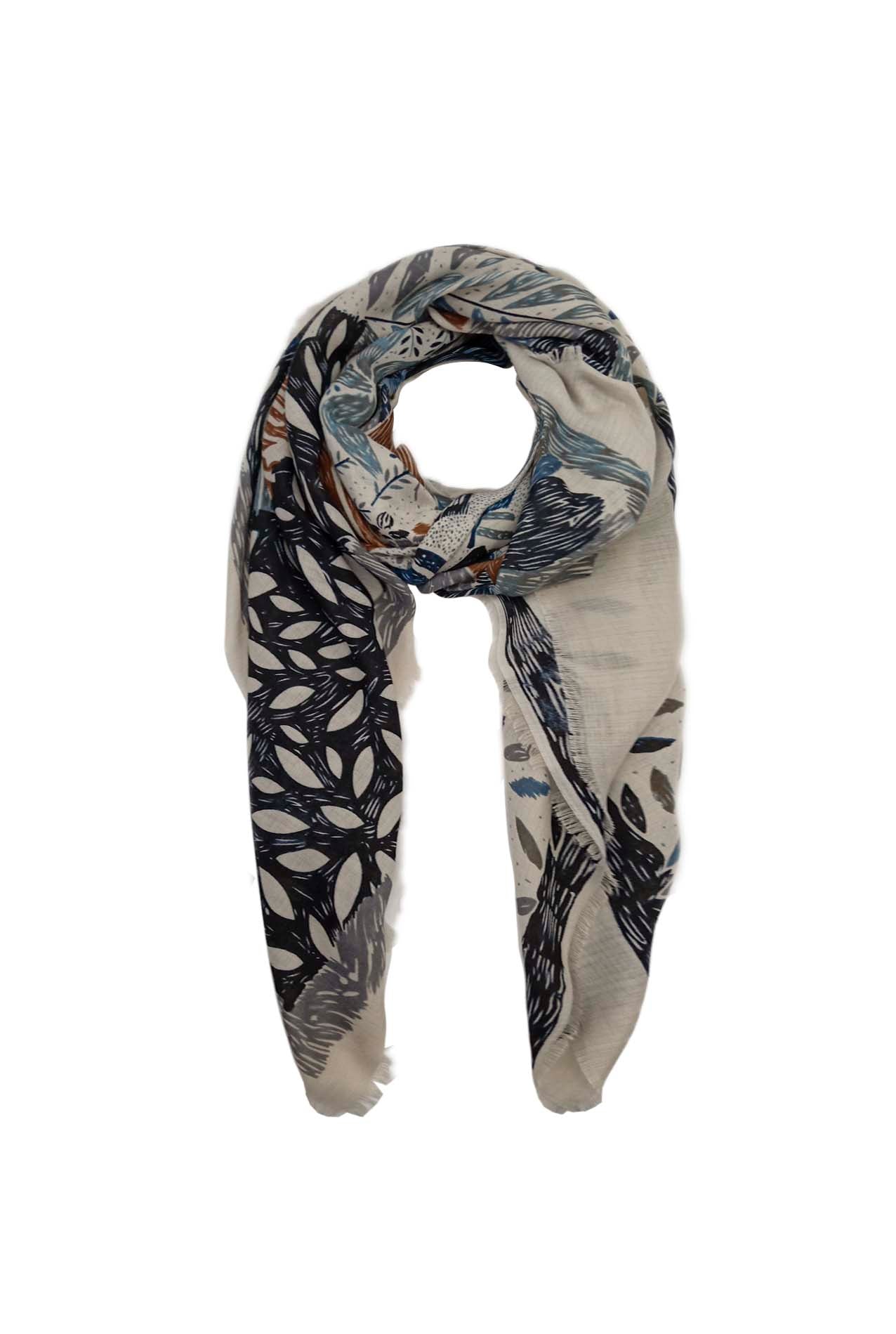 AB18115-496 Floral Print Cotton Blend Scarf