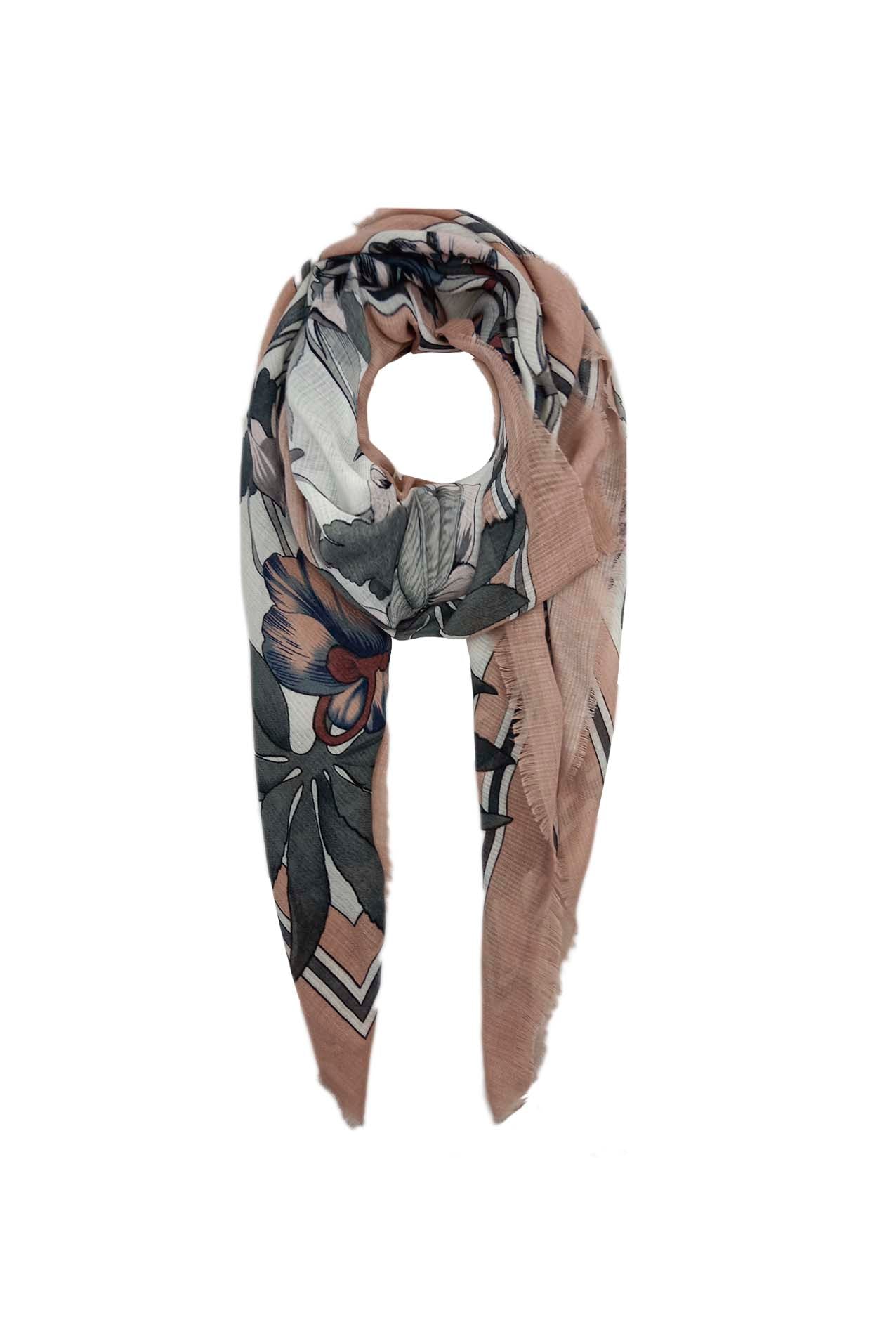 AB18115-500 Floral Viscose Blend Scarf