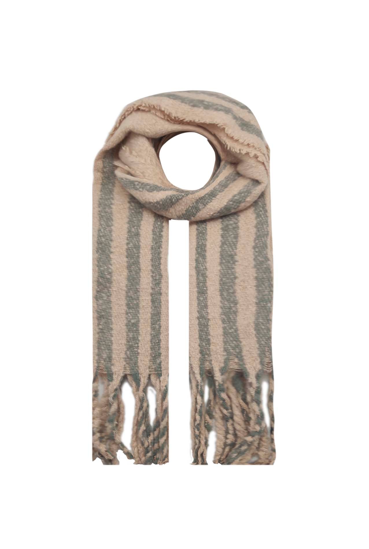 AB1812-148 Cotton Blend Tassel Scarf with Stripes