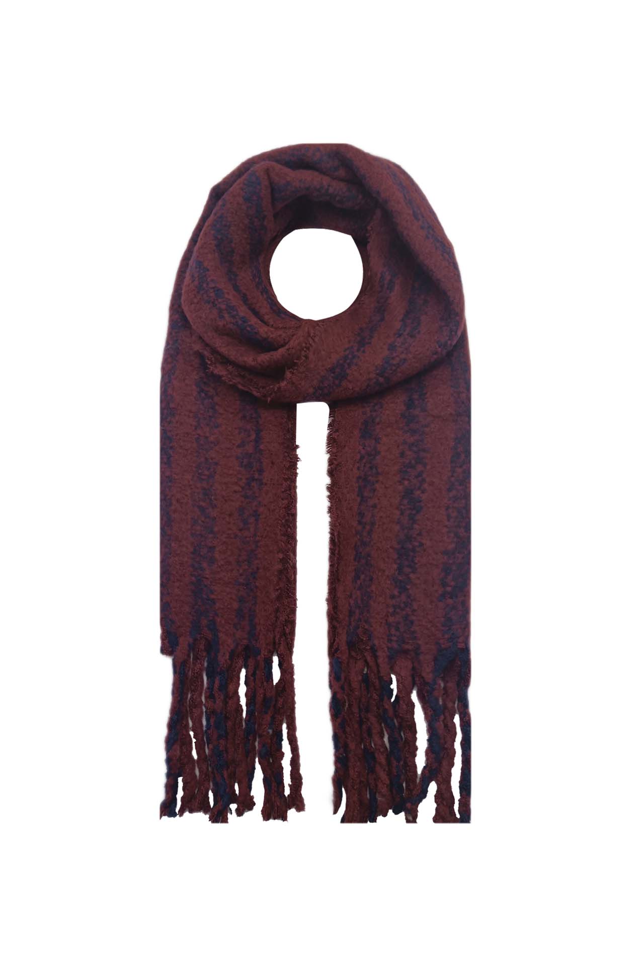 AB1812-148 Cotton Blend Tassel Scarf with Stripes