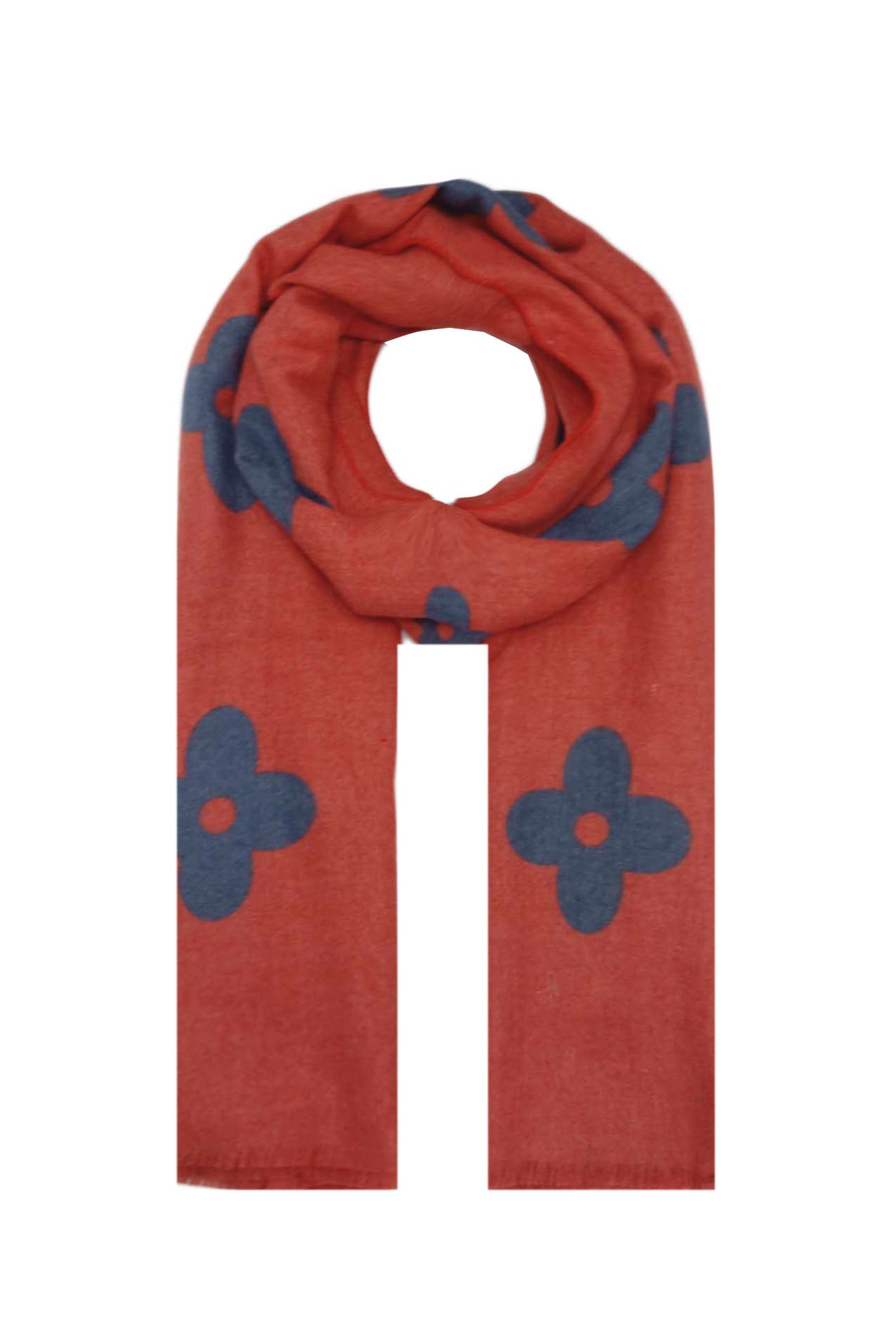 AB18135-131 Wool Blend Scarf with Simple Flower Design