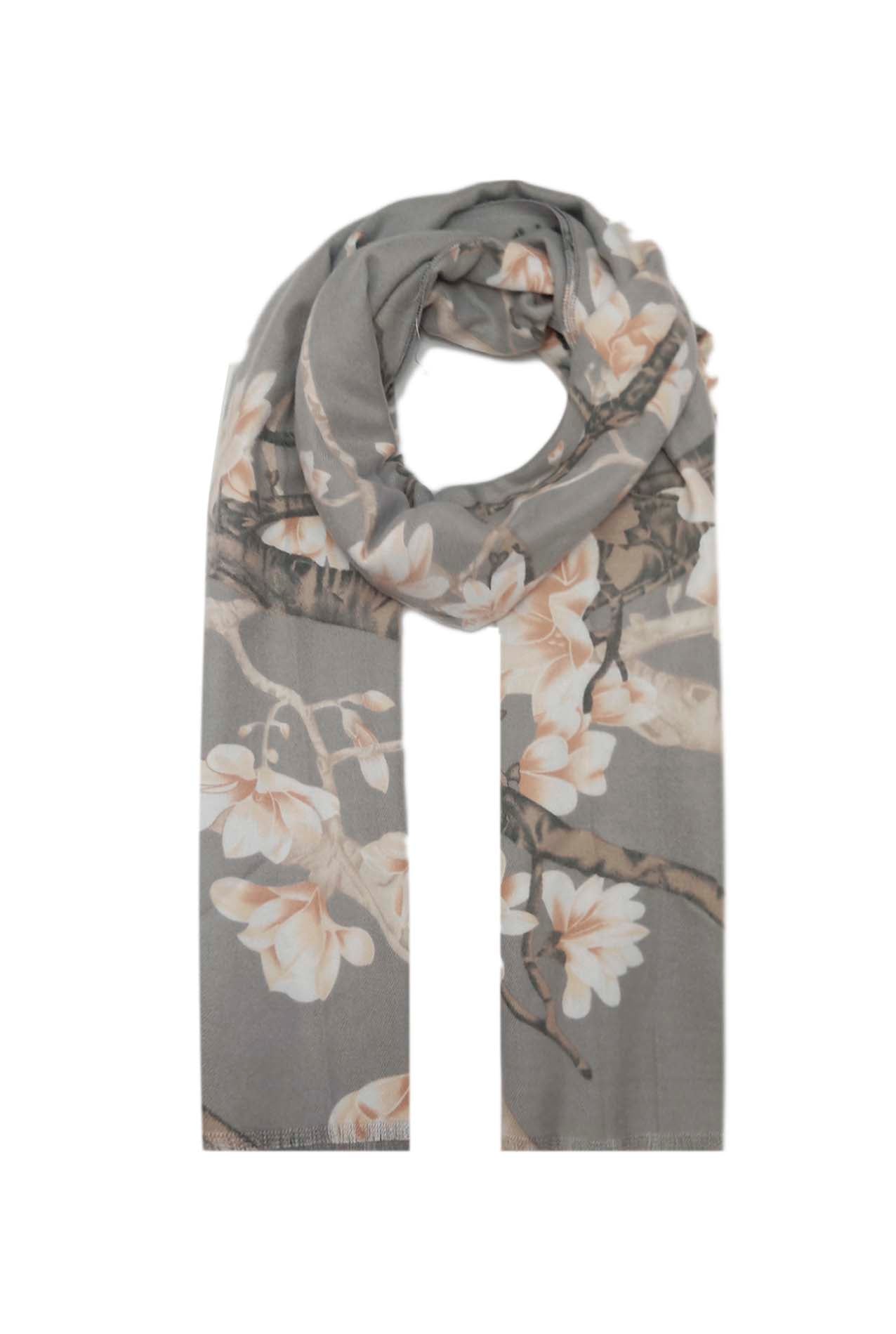 AB18135-136 Wool Blend Scarf with Floral Tree Branch Design