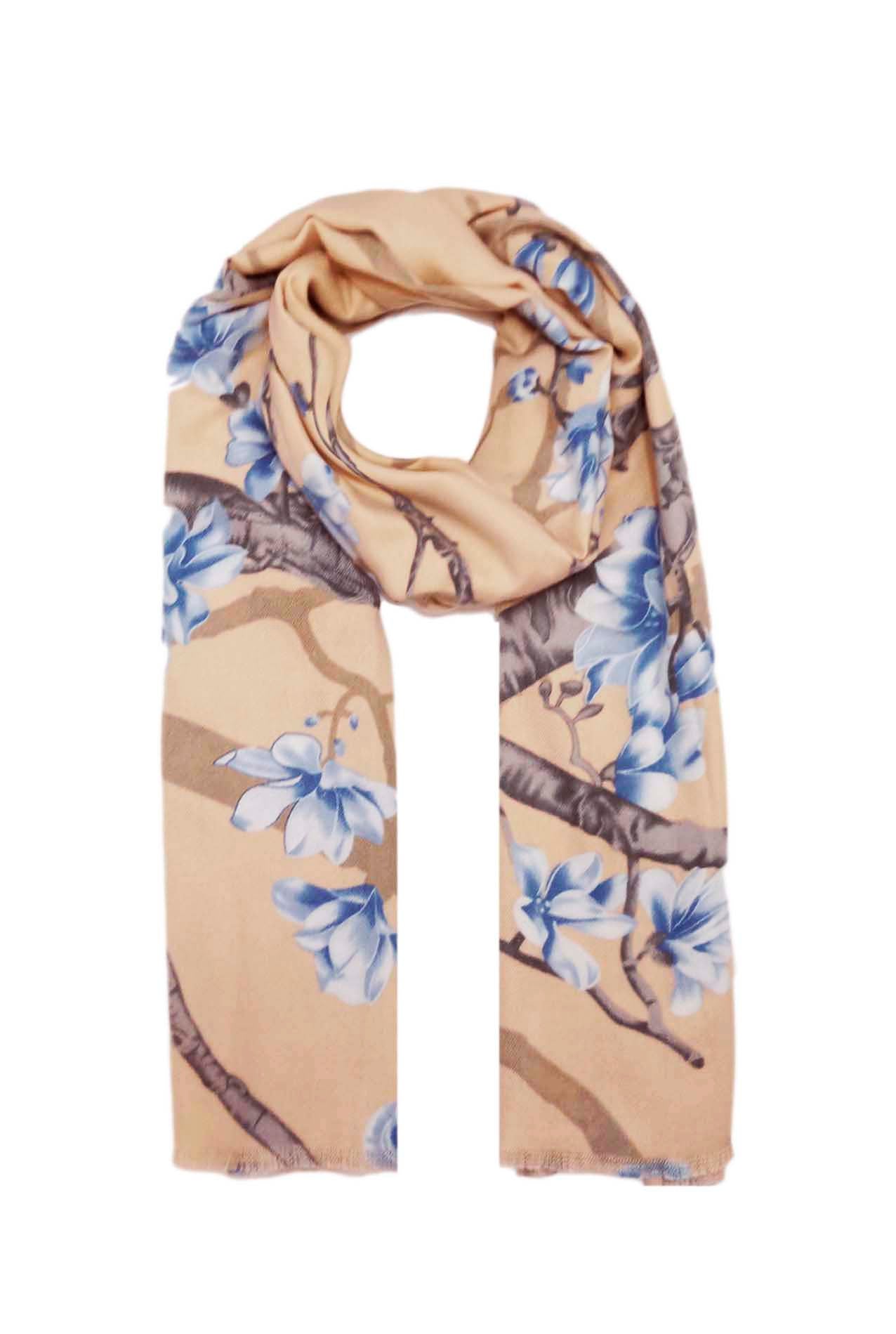 AB18135-136 Wool Blend Scarf with Floral Tree Branch Design