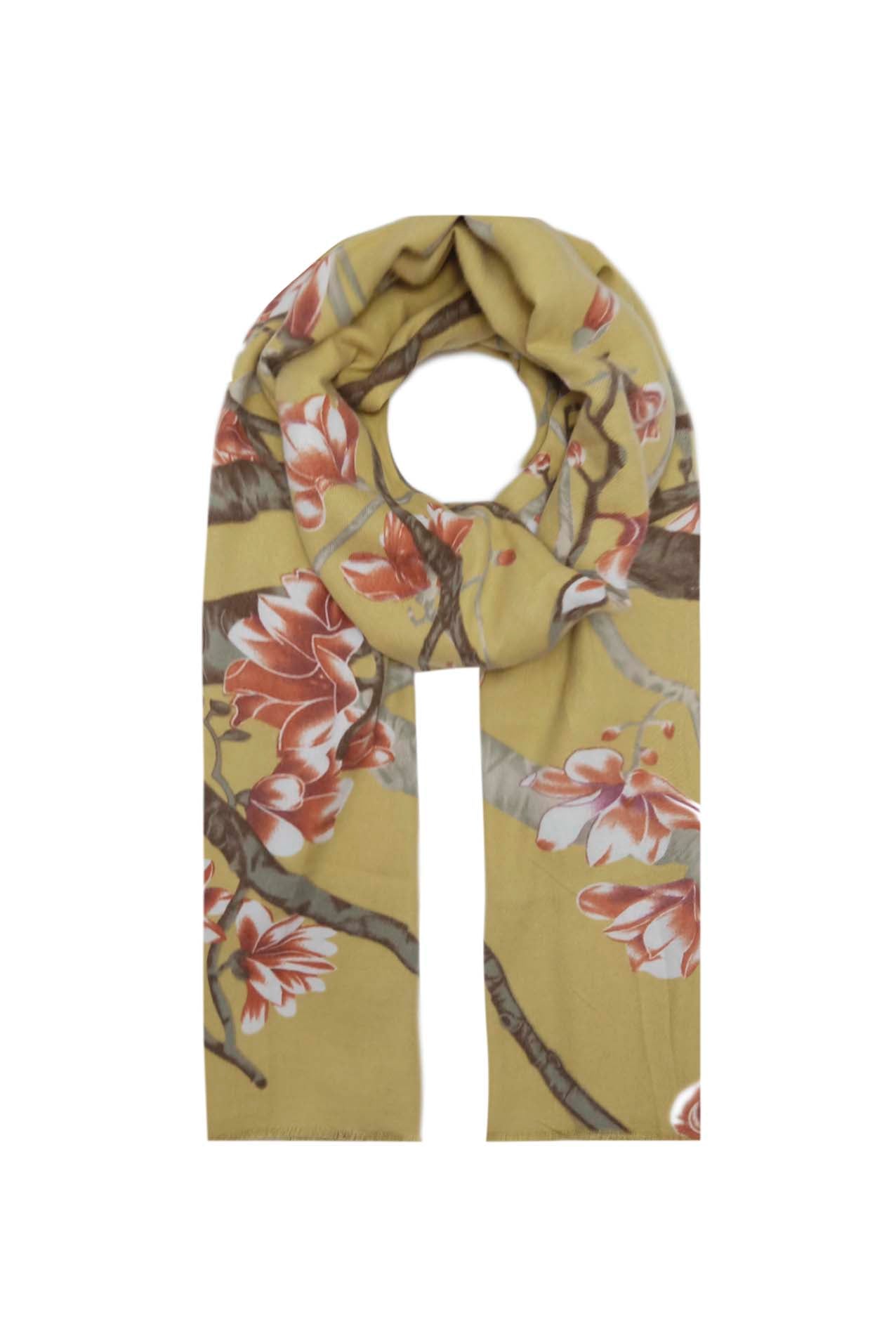 AB18135-136 Wool Blend Scarf with Floral Tree Branch Design