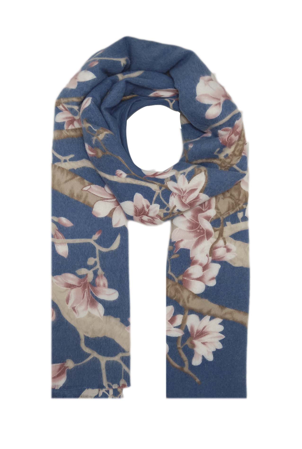 AB18135-136 Wool Blend Scarf with Floral Tree Branch Design