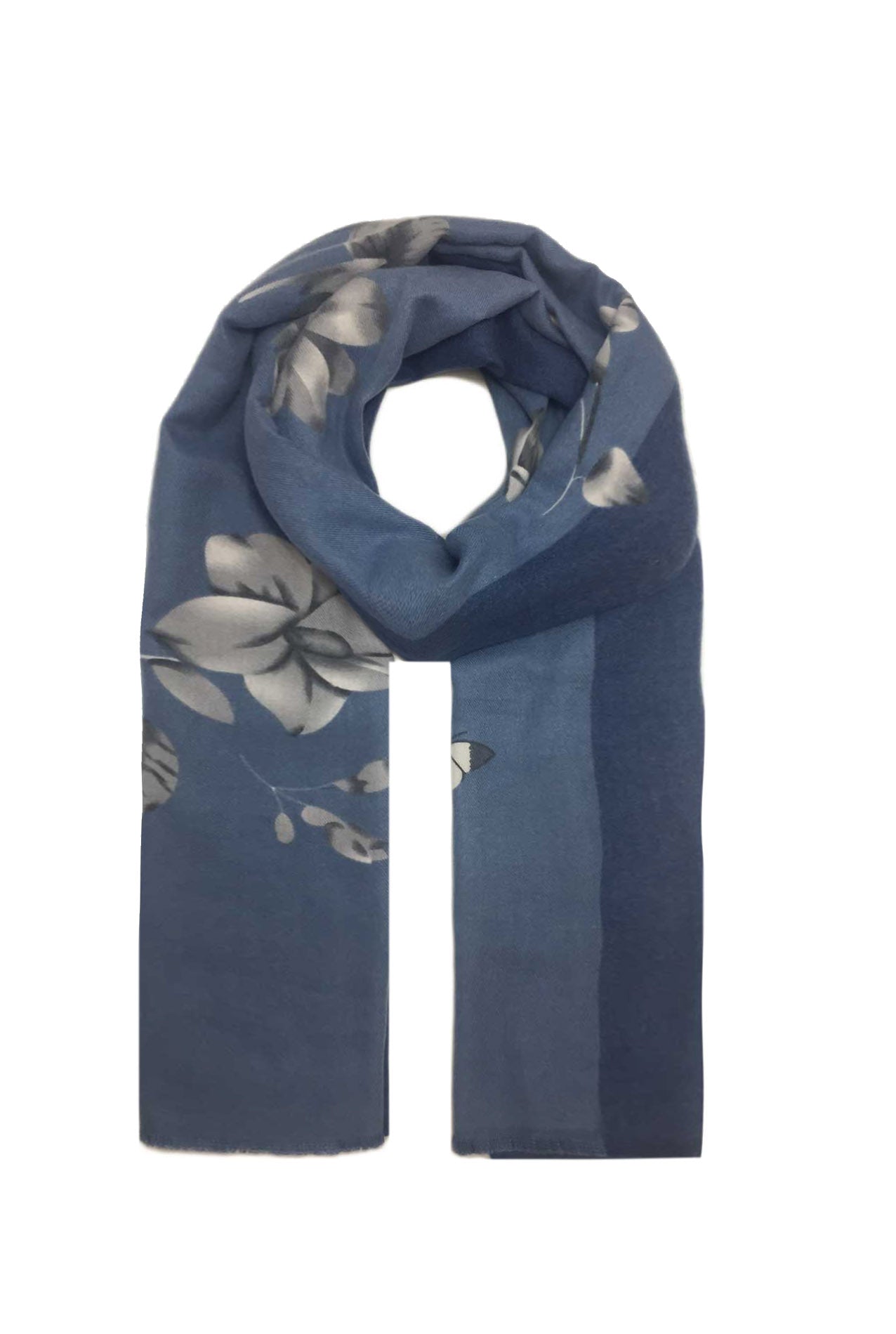 AB18135-510 High Quality Wool Blend Scarf with Floral Pattern