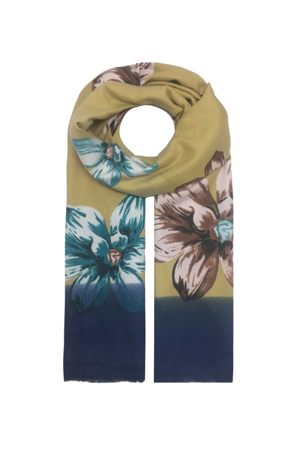 AB18135-512 Wool Blend Colour Scarf with Large Floral Print